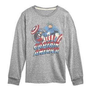 Boys' - Marvel - Captain America Pastel Super Hero Long Sleeve Graphic T-Shirt - 1 of 3