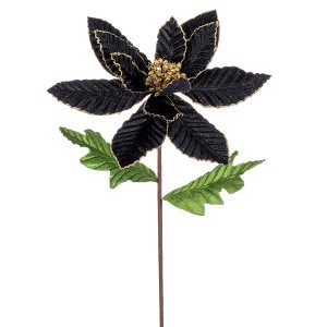 Vickerman 22" Velvet Glitter Trim Poinsettia - 1 of 1