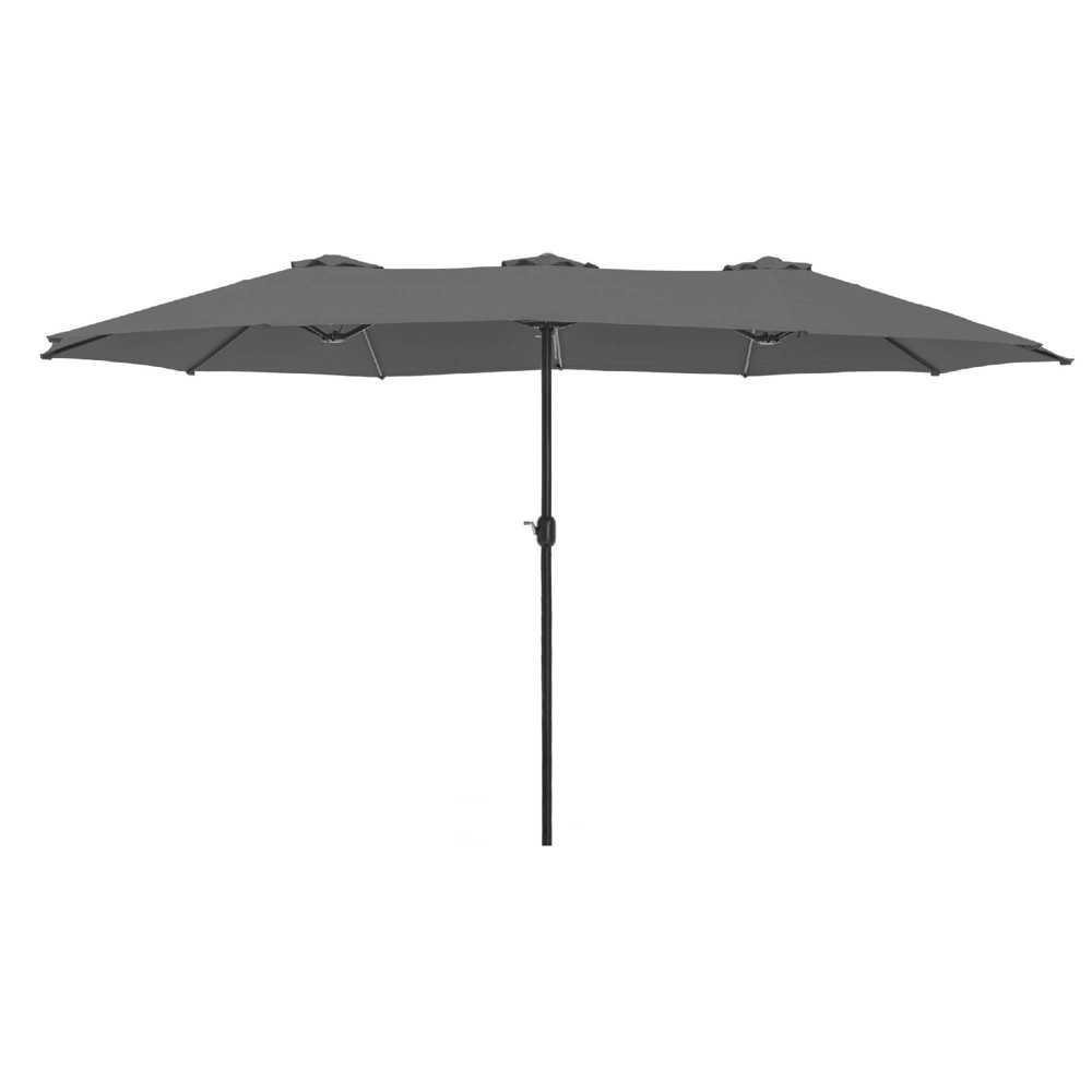 Photos - Parasol Captiva Designs 9'x15' Rectangular Outdoor Market Umbrella with Crank Handle Light Gray: UV & Fade Resistant, Steel Frame