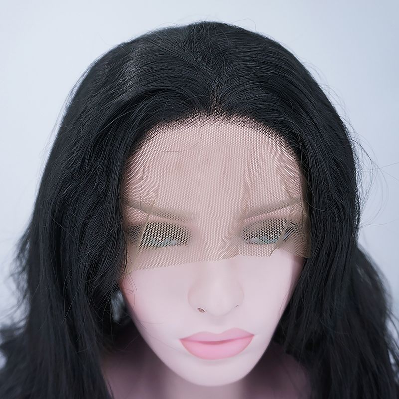 Unique Bargains Long Body Wave Lace Front Wigs Women's with Wig Cap Comb 24" Black 1PC Synthetic Fibre, 4 of 6