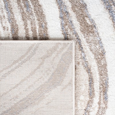 Ivory and Gray Abstract Shag Runner Rug 2'2" x 9'
