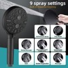 Cobbe Filtered Shower Head, High Pressure 9 Spray Mode Handheld Shower Head with Filter Built-in Power Wash with Hose and Water Softener, Matte Black - 2 of 4