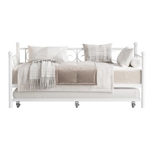Twin Daybed with Trundle Bed, Heavy Duty Metal Twin Bed Frame with Pull Out Trundle - 1 of 4