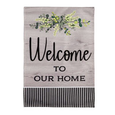 Evergreen Garden Flag Wood Grain Welcome Burlap  Decor Double Sided Indoor Outdoor Decor 18" x 12.5"