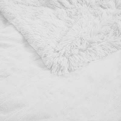 Ivory Faux Fur Electric Heated Throw Blanket