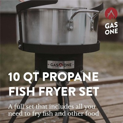 GasOne Propane Deep Fryer with 10Qt Deep Fryer Pot – High Grade Strainer Basket, Aluminum Pot for Fish Fry Chicken Wings, Seafood Pot