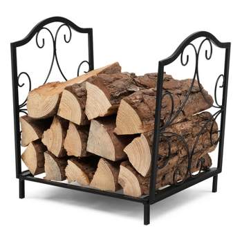 Tangkula Fireplace Firewood Rack, Heavy Duty Small Firewood Holder for Fireplace, 132 lbs Load Capacity, Decorative Log Rack Wood Holder