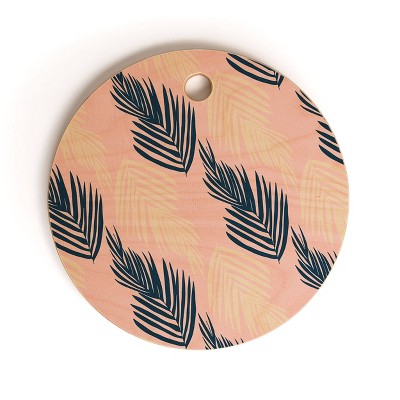 13" Wood Sunshine Canteen Pink Palms Cutting Board - society6