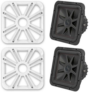 Kicker (2) 45L7R124 L7R 12-Inch (30cm) Subwoofer, Dual Voice Coil, 4-Ohm w/ White LED Grill Bundle - 1 of 4