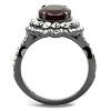Slickblue Women’s Ring with Siam Synthetic Glass and Clear Stones, Light Black Finish, Oval Halo Style, Sizes 5-7 - 3 of 4