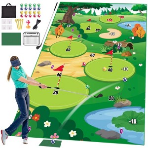 Vatos Outdoor Golf Chipping Game Mat with Club, Toy Sports Equipment Stick Chip Game - 1 of 4