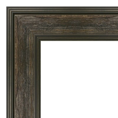 Rail Rustic Char Rectangular Bronze and Silver Bathroom Mirror 34 x 28 in