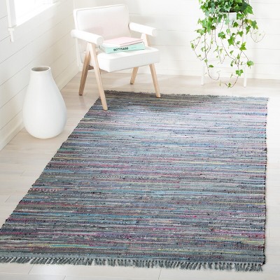 Aqua and Multicolor Handwoven Cotton Flatweave Area Rug