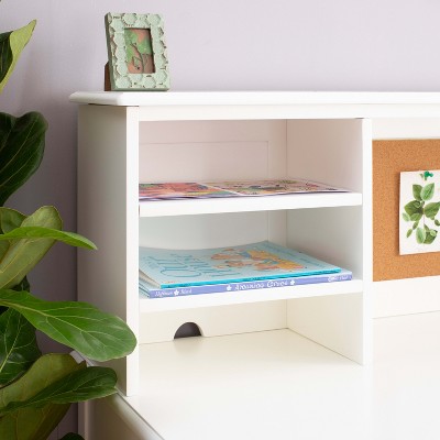 White Wood Kids Desk with Hutch and Storage Drawers