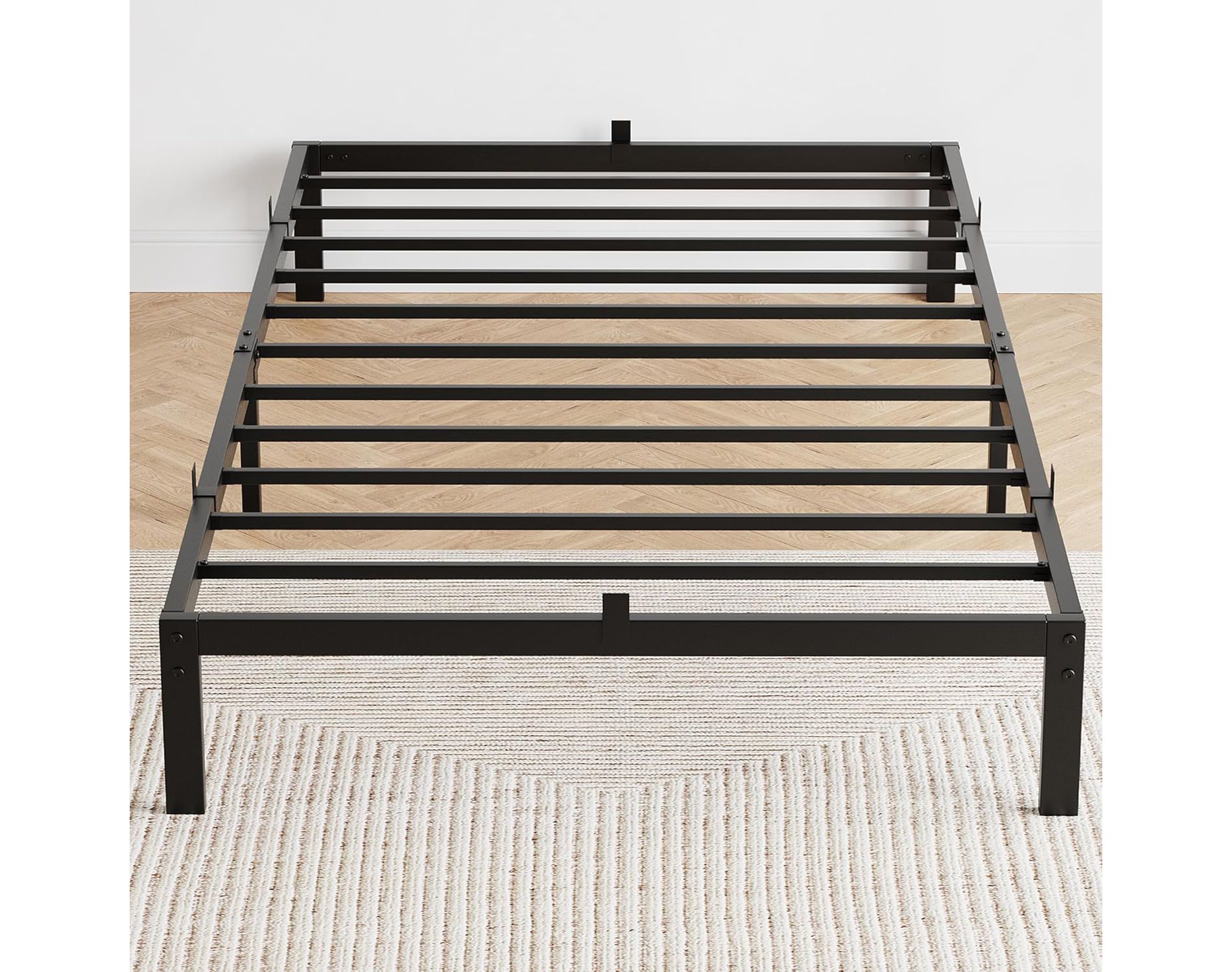 6/8/10/14 Inch Full/Queen/King Platform Bed Frame, Heavy Duty Metal Slats, No Box Spring Needed, Under Bed Storage, Noise-Free & Easy Assembly, Black