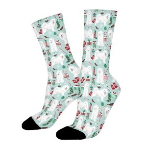 Dsane Samoyed Christmas Women Printed Crew Socks Funny Funky Socks Soft Polyester Novelty Gifts for Artists Men - 1 of 4