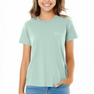 Dalix Be Kind Embroidered Cotton Relaxed Fit Short Sleeve Crewneck Tee Shirt Women - 1 of 4