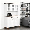 ORRD 6-Door Kitchen Buffet with Glass Doors & 2 Drawers | Vintage Storage Cabinet with Adjustable Shelves & Anti-Tip Strap，White - 3 of 4