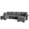 XIZZI 4-Piece Chenille Sofa Set with Large Chaise & Ottoman - Modern Sectional Sofa in White/Beige/Gray/Black, with Round/Square/Sloped Armrest - 3 of 4