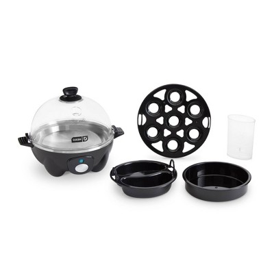 Black Compact 3-in-1 Egg Cooker with Auto Shut-Off