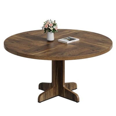 47 Inch Round Dining Table, Wood Kitchen Table, Dinning Room Tables for 4-6 People (Only Table)