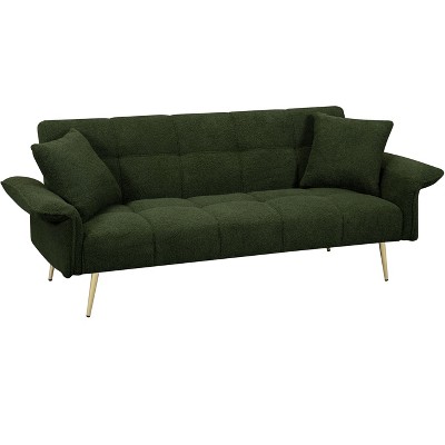 NicBex 70.1 Inch Teddy Fleece Sofabed,Convertible Futon Sofa with Adjustable Arms and Backrest for Living Room,Office,Apartment