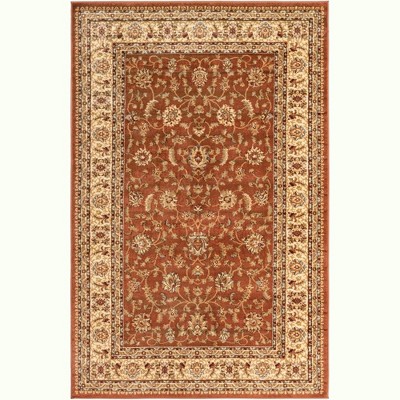 Terracotta & Ivory Easy-Care Rectangular Synthetic Rug