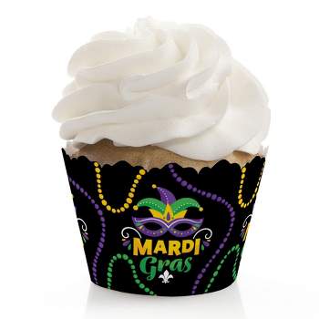 Big Dot of Happiness Colorful Mardi Gras Mask - Masquerade Party Decorations - Party Cupcake Wrappers - Set of 12