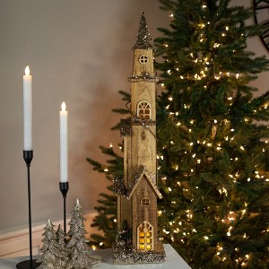 Northlight 28" LED Lighted Glittered Rustic Church Christmas Tabletop Decoration - 1 of 4