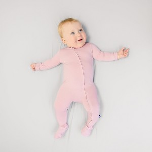 Larkspur Baby Zip Footie in Rose - 1 of 3