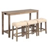 4 Piece Bar Table Set with Power Outlet, Dining Bar Table and Chairs Set, Counter Height Bar Table with Padded Stool for Living Room Dining Room - 3 of 4