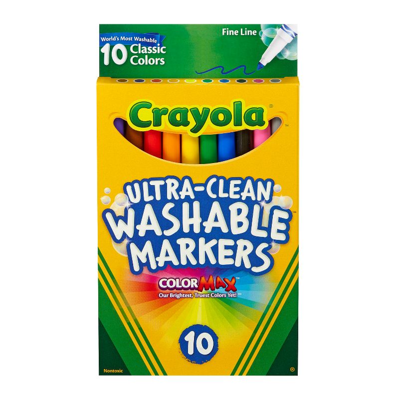 Crayola 10ct Ultra-Clean Washable Markers Fine Line Classic Colors, 1 of 8