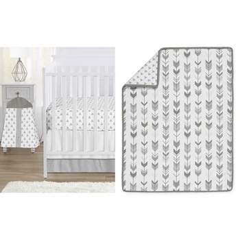 Sweet Jojo Designs Boy or Girl Gender Neutral Unisex Baby Crib Bedding Set - Mod Arrow Grey and White 4pc