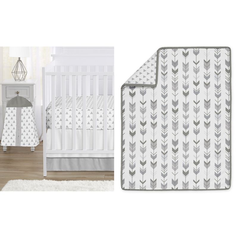 Sweet Jojo Designs Boy or Girl Gender Neutral Unisex Baby Crib Bedding Set - Mod Arrow Grey and White 4pc, 1 of 8