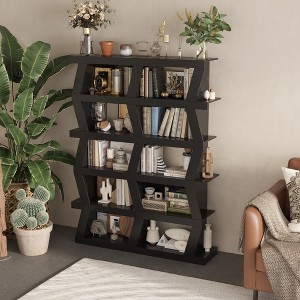 FUFU&GAGA Creative Geometric Bookshelf Unique  Styling Multifunctional Storage Home Decor Black - 1 of 4