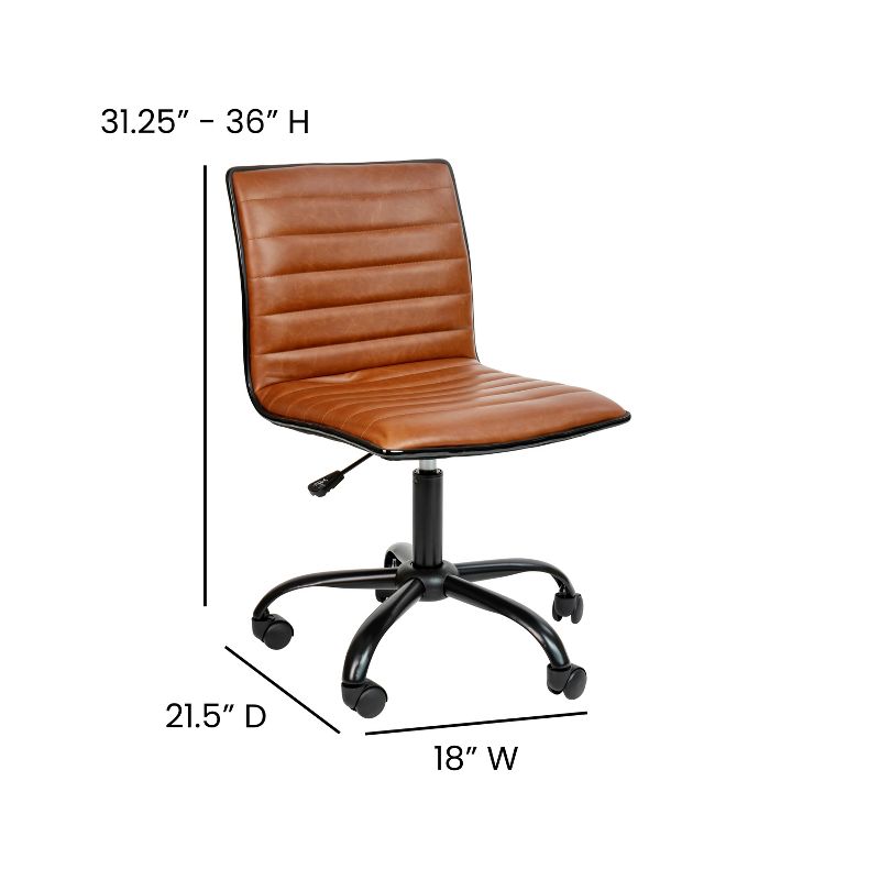 Emma and Oliver Low Back Designer Armless Ribbed Swivel Task Office Chair, 6 of 13