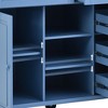 Rolling Kitchen Cart with Rubber Wood Desktop, Adjustable Shelf, Mobile Kitchen Island with Storage and 5 Draws, Spice Rack & Towel Handle, Sideboard - 3 of 4