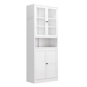 Gulches 28 in W x 14 in D x 72 in H White Metal Freestanding Kitchen and Dining Cabinets with 4 Adjustable Shelves Glass Door Silent Close Anti Tip - 1 of 4