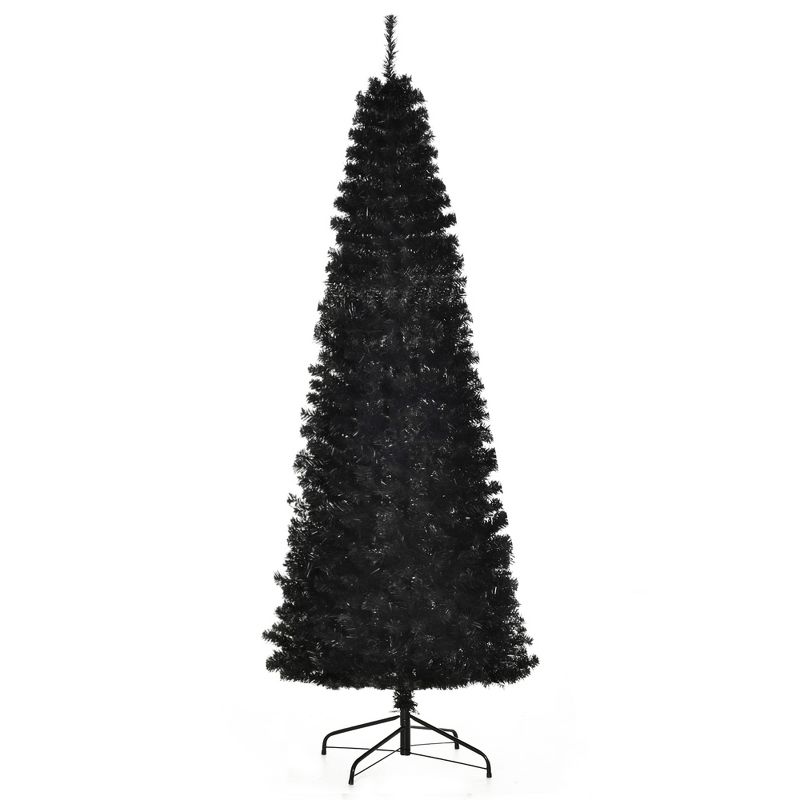 HOMCOM Artificial Christmas Tree with Stand, Xmas Pencil Tree with Halloween Style, Holiday Home Indoor Decoration for Party, Black, 4 of 10