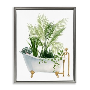 Stupell Industries Various Plants Greenery Vintage Tub Floating Frame Canvas Art, Gray, 25" x 31" - 1 of 4