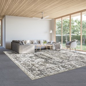 Boho Vintage Floral Machine Washable Area Rug Distressed Non Slip Stain Resistant Rugs for Living Room Bedroom Kitchen Dining Room Entrance - 1 of 4