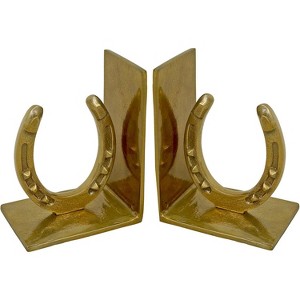 Huntley Horse shoe Bookends, Pair, Brass Antique Finish - 1 of 4