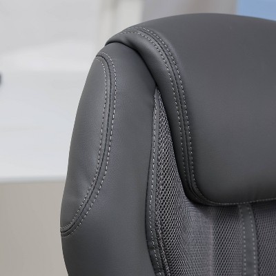 ErgoExec High-Back Swivel Executive Chair in Light Gray Mesh & Faux Leather