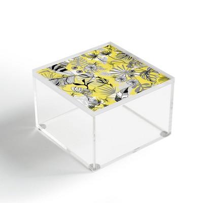 Marta Barragan Camarasa Tropical Gray and Yellow 4" x 4" Acrylic Box - Deny Designs
