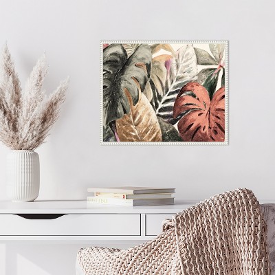 Boho-Chic Botanical Canvas Print with Beaded Frame