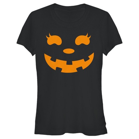 Juniors Womens CHIN UP Halloween Jack o' Lantern Face T-Shirt - image 1 of 4