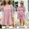 EXLURA Womens Square Neck Dress Long Puff Sleeve A-Line Casual Short Mini Dresses - 3 of 4