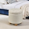 CAVINAS Round Storage Ottoman with Reversible Tray Top, Multi-Functional Round Linen Button Ottoman, Ottoman with Storage Space - 2 of 4
