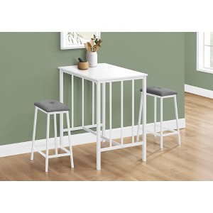 Monarch Specialties Dining Set 3pcs Set Counter Height 36 in Rectangular Small Kitchen White Laminate White Metal Contemporary Modern - 1 of 3