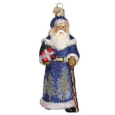 Old World Christmas Blown Glass Ornament for Christmas Tree, Glistening Midnight Santa
